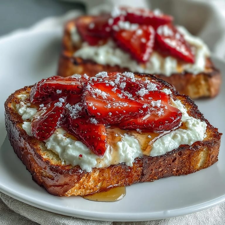 Rustic bread topped with lemon-zest ricotta, juicy strawberries, and a hint of sea salt for brunch.