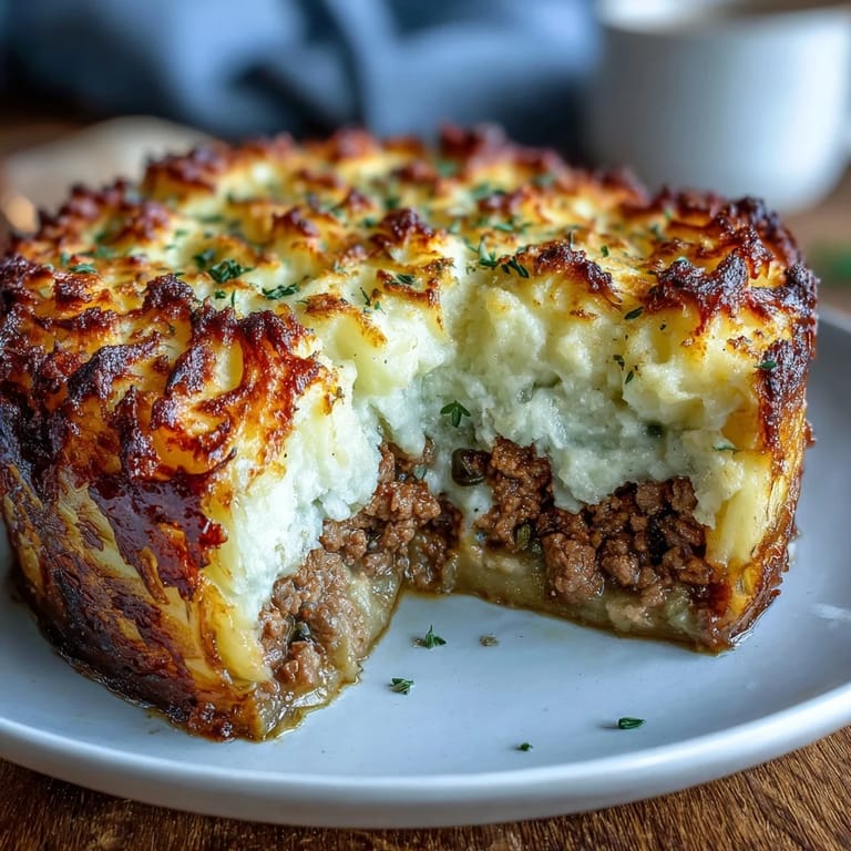 Classic shepherds pie filling baked inside tender potato shells, finished with golden, buttery mashed potato topping.