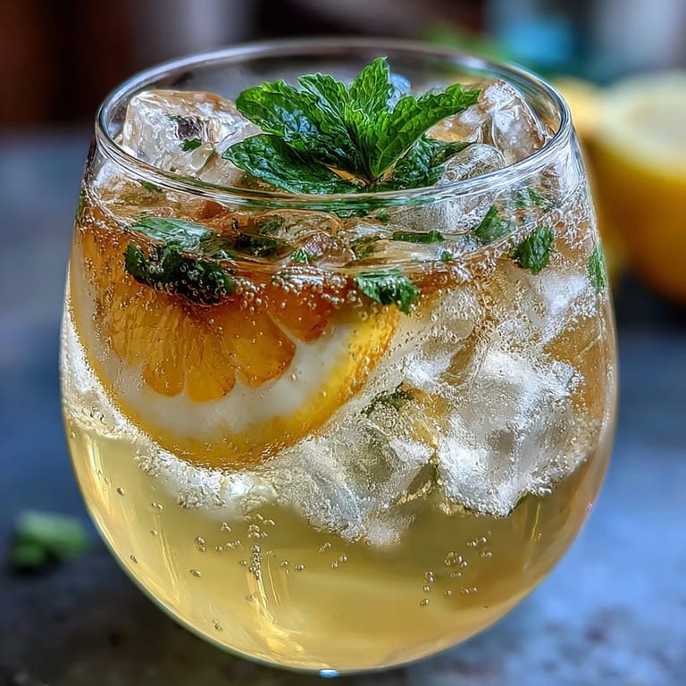 Refreshing non-alcoholic limoncello spritz with ice, lemon slices, and a hint of vanilla aroma.