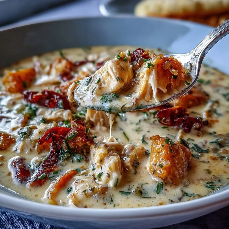 A bowl of comforting Slow Cooker Chicken Pot Pie Soup topped with golden, flaky puff pastry.