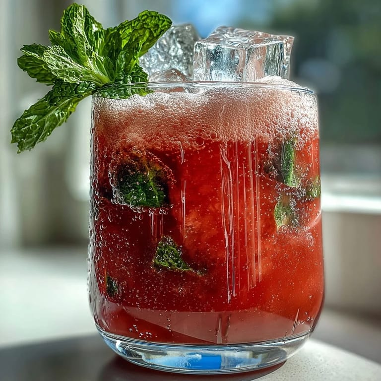 Colorful watermelon lime sparkling punch with effervescent bubbles, fresh mint, and lime slices, a crowd-pleasing summer beverage.