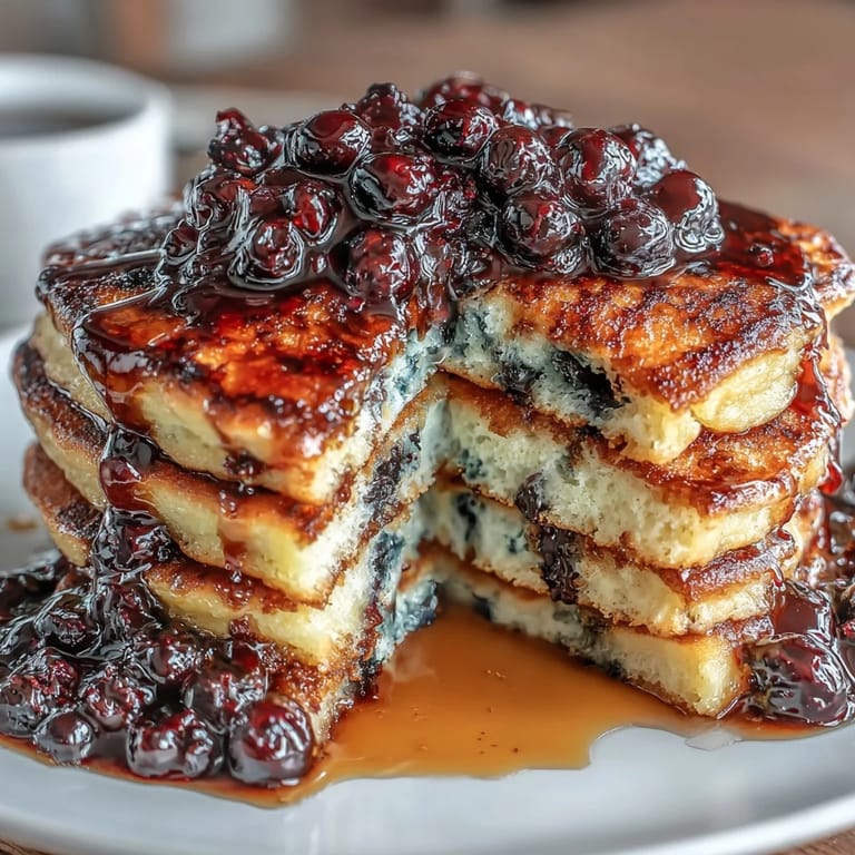Cozy blueberry pancake casserole baked in a 9x13 dish, perfect for brunch with a drizzle of syrup.