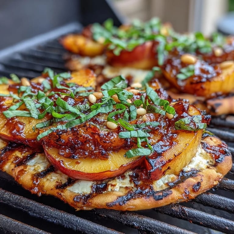 Sweet peaches and rich Brie on grilled flatbread, finished with fresh basil and arugula.