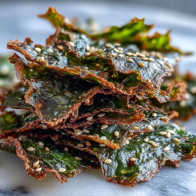 Savory Seaweed Snack Chips glazed with sesame oil and sea salt, ready to enjoy.