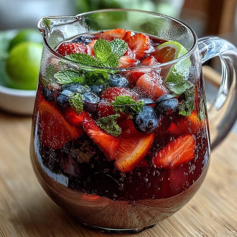 Cool, fruity Iced Hibiscus Berry Tea poured over crushed ice.