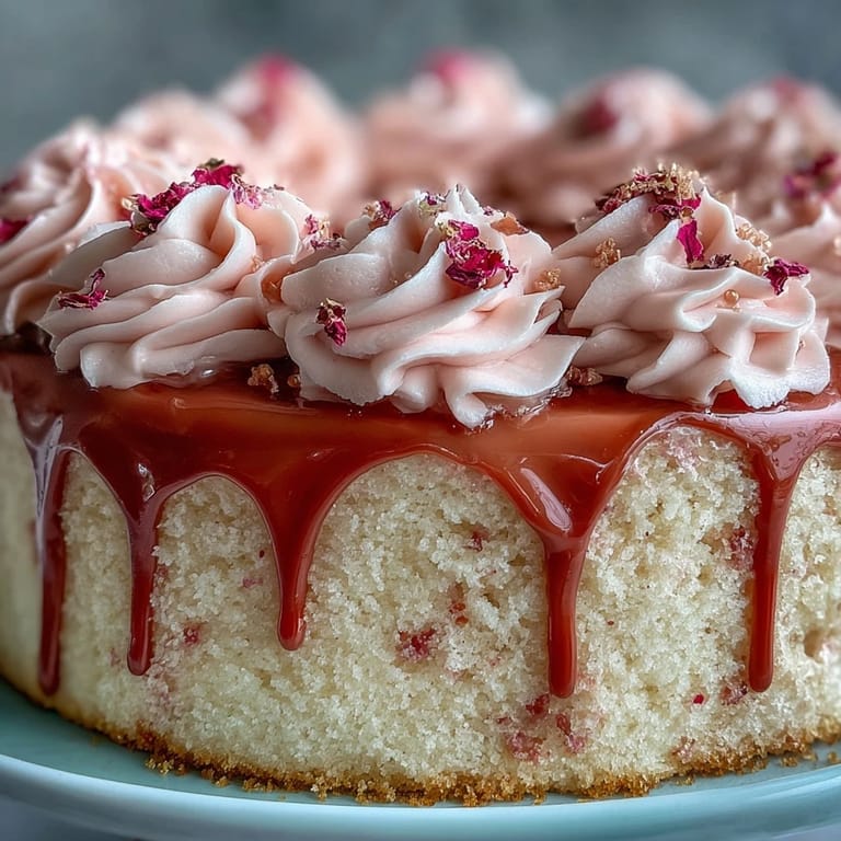 This elegant pink rosé velvet cake is ready for festive bridal shower celebrations.