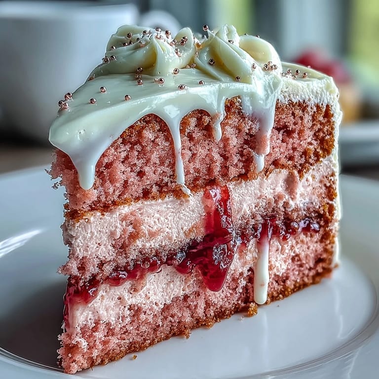 Moist Bridal Shower Rosé Velvet Cake with creamy frosting and golden cascade.