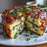 Spring Brunch Frittata with Asparagus and Goat Cheese: golden, fluffy eggs baked with tender asparagus and creamy goat cheese, garnished with fresh chives and dill.