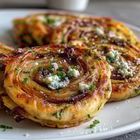 Crispy spring onion pancakes with golden, flaky layers and fresh scallions, perfect as a savory appetizer or snack.